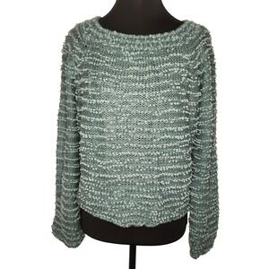 BILLABONG Textured Bell Sleeve Sweater Womens Small Teal blue Green Soft